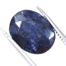 Natural Metallic Sheen Blue Sapphire Oval Faceted Gemstone | Crystal Factory