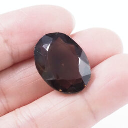 Smoky Topaz Faceted Oval Gemstone | Crystal Factory