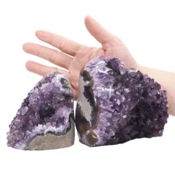 Amethyst Polished Crystal Geode Specimen Set 2 Pieces DV306 | Crystal Factory