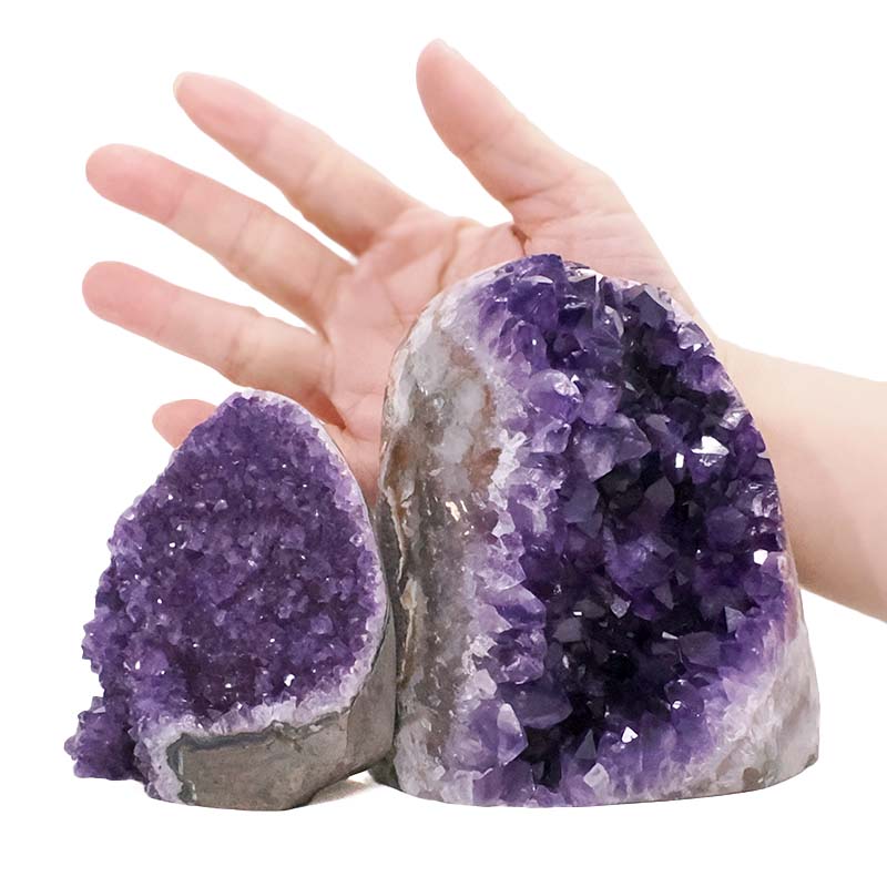 1.99kg Amethyst Crystal Geode Specimen Set 2 Pieces DV308 4 Amethyst Polished Crystal Geode Specimen Set 2 Pieces DV308 | Crystal Factory
