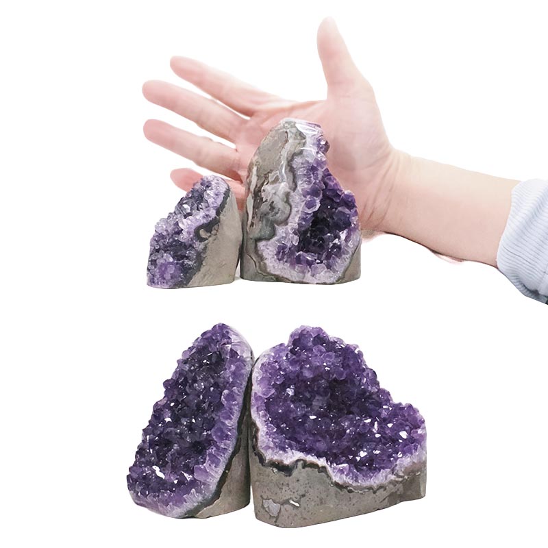 2.09kg Amethyst Crystal Geode Specimen Set 4 Pieces DK1102 4 Amethyst Polished Crystal Geode Specimen Set 4 Pieces DK1102 | Crystal Factory