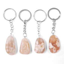 Flower Agate Tumbled Crystal Keychain 8 Flower Agate Tumbled Crystal Keychain | Crystal Factory