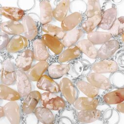 Flower Agate Tumbled Crystal Keychain 9 Flower Agate Tumbled Crystal Keychain | Crystal Factory