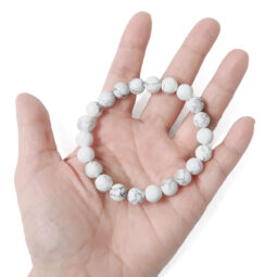 Howlite Round Beads Bracelet | Crystal Factory