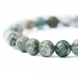 Moss Agate Round Beads Bracelet | Crystal Factory