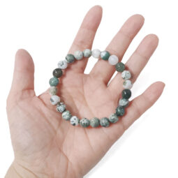 Moss Agate Round Beads Bracelet | Crystal Factory