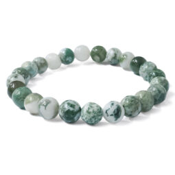 Moss Agate Round Beads Bracelet | Crystal Factory