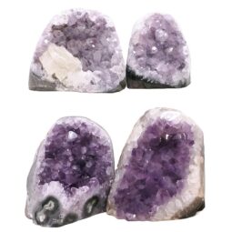 Amethyst Polished Crystal Geode Specimen Set 4 Pieces DK1118 | Crystal Factory