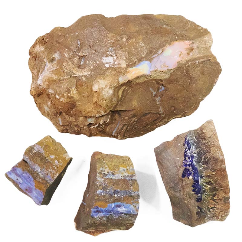4.60kg Australian Boulder Opal Rough Set 4 Pieces DK1111 3 Australian Boulder Opal Rough Set 4 Pieces DK1111 | Crystal Factory