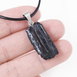 Black Tourmaline Rough Pendant - SP | Crystal Factory