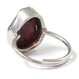 Natural Garnet Rough Ring - Adjustable Sliver Plated | Crystal Factory