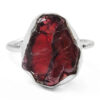 Natural Garnet Rough Ring - Adjustable Sliver Plated | Crystal Factory