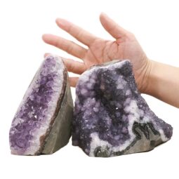 Amethyst Polished Crystal Geode Specimen Set 2 Pieces DN2073 | Crystal Factory