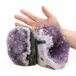 Amethyst Polished Crystal Geode Specimen Set 2 Pieces DN2074 | Crystal Factory