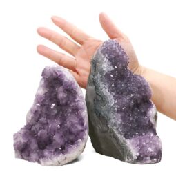 Amethyst Polished Crystal Geode Specimen Set 2 Pieces DN2075 | Crystal Factory