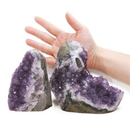 Amethyst Polished Crystal Geode Specimen Set 2 Pieces DN2077 | Crystal Factory