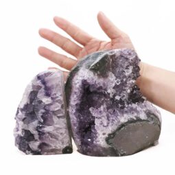 Amethyst Polished Crystal Geode Specimen Set 2 Pieces DN2078 | Crystal Factory