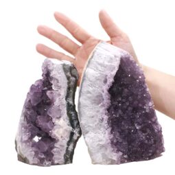 Amethyst Polished Crystal Geode Specimen Set 2 Pieces DN2079 | Crystal Factory
