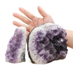 Amethyst Polished Crystal Geode Specimen Set 2 Pieces DN2085 | Crystal Factory