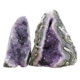 Amethyst Polished Crystal Geode Specimen Set 2 Pieces DN2095 | Crystal Factory
