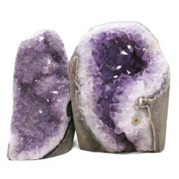 Amethyst Polished Crystal Geode Specimen Set 2 Pieces DN2104 | Crystal Factory