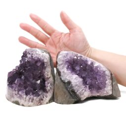 Amethyst Polished Crystal Geode Specimen Set 2 Pieces DN2106 | Crystal Factory