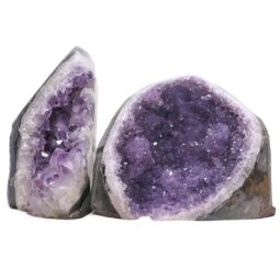 Amethyst Polished Crystal Geode Specimen Set 2 Pieces DN2107 | Crystal Factory