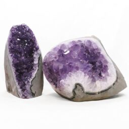 Amethyst Polished Crystal Geode Specimen Set 2 Pieces DN2110 | Crystal Factory