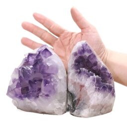 Amethyst Polished Crystal Geode Specimen Set 2 Pieces DN2111 | Crystal Factory