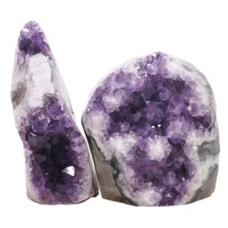 Amethyst Polished Crystal Geode Specimen Set 2 Pieces DN2112 | Crystal Factory