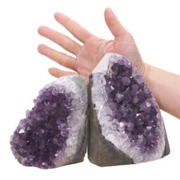 Amethyst Polished Crystal Geode Specimen Set 2 Pieces DN2115 | Crystal Factory