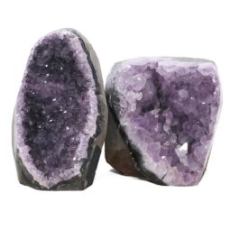 Amethyst Polished Crystal Geode Specimen Set 2 Pieces DN2118 | Crystal Factory