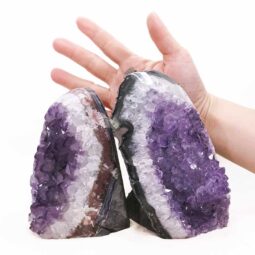 Amethyst Polished Crystal Geode Specimen Set 2 Pieces DN2122 | Crystal Factory