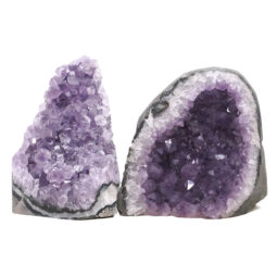 Amethyst Polished Crystal Geode Specimen Set 2 Pieces DR565 | Crystal Factory