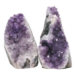 Amethyst Polished Crystal Geode Specimen Set 2 Pieces DR566 | Crystal Factory
