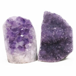 Amethyst Polished Crystal Geode Specimen Set 2 Pieces DR568 | Crystal Factory