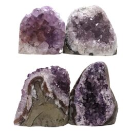 Amethyst Polished Crystal Geode Specimen Set 4 Pieces DN2088 | Crystal Factory