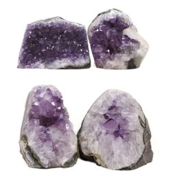 Amethyst Polished Crystal Geode Specimen Set 4 Pieces DN2089 | Crystal Factory