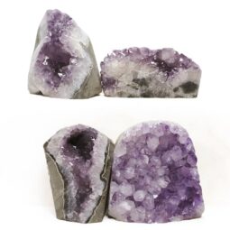 Amethyst Polished Crystal Geode Specimen Set 4 Pieces DN2092 | Crystal Factory