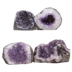 Amethyst Polished Crystal Geode Specimen Set 4 Pieces DN2092 | Crystal Factory