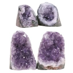 Amethyst Polished Crystal Geode Specimen Set 4 Pieces DR572 | Crystal Factory