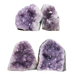 Amethyst Polished Crystal Geode Specimen Set 4 Pieces DR573 | Crystal Factory