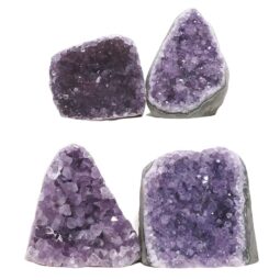 Amethyst Polished Crystal Geode Specimen Set 4 Pieces DR575 | Crystal Factory