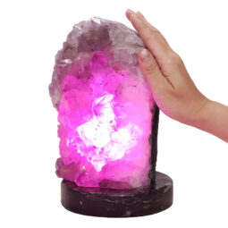 4.58kg Amethyst Lamp on Orthoseras Base - Purple LED Bulb DS2906 7 Amethyst Lamp on Orthoseras Base - Purple LED Bulb DS2906 | Crystal Factory