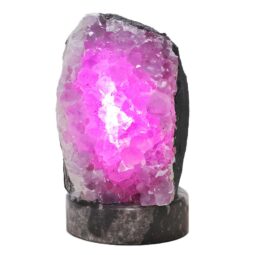 2.92kg Amethyst Lamp on Orthoseras Base - Purple LED Bulb DS2909 6 Amethyst Lamp on Orthoseras Base - Purple LED Bulb DS2909 | Crystal Factory