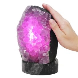 2.92kg Amethyst Lamp on Orthoseras Base - Purple LED Bulb DS2909 7 Amethyst Lamp on Orthoseras Base - Purple LED Bulb DS2909 | Crystal Factory