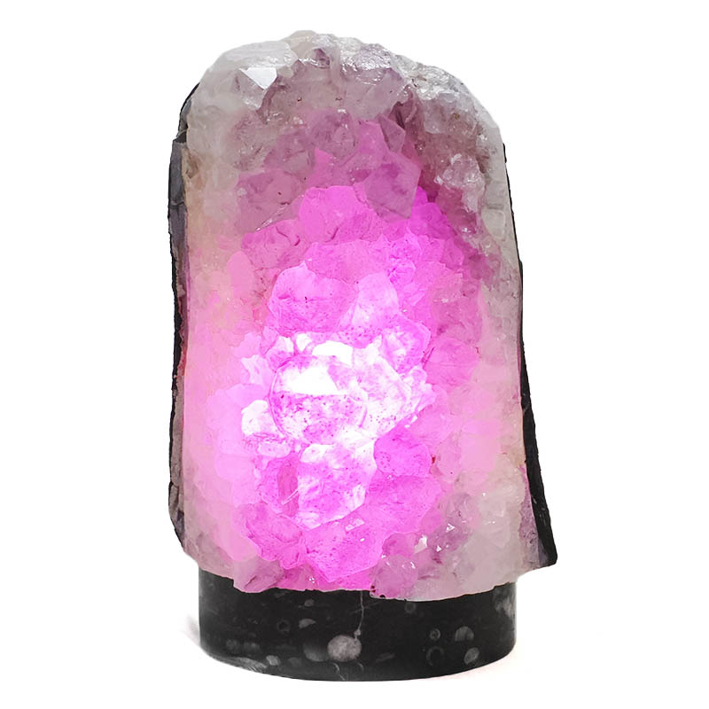 4.20kg Amethyst Lamp on Orthoseras Base - Purple LED Bulb DS2910 4 Amethyst Lamp on Orthoseras Base - Purple LED Bulb DS2910 | Crystal Factory