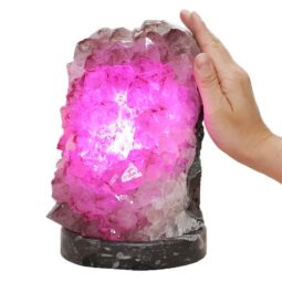 5.59kg Amethyst Lamp on Orthoseras Base - Purple LED Bulb DS2911 7 Amethyst Lamp on Orthoseras Base - Purple LED Bulb DS2911 | Crystal Factory