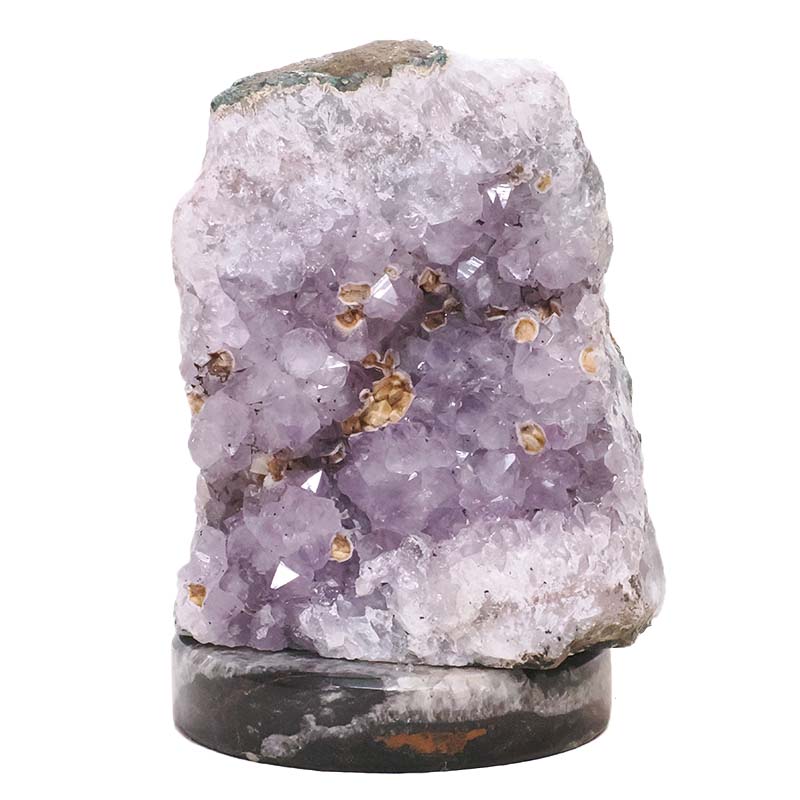 5.24kg Amethyst Lamp on Orthoseras Base - Purple LED Bulb DS2912 3 Amethyst Lamp on Orthoseras Base - Purple LED Bulb DS2912 | Crystal Factory