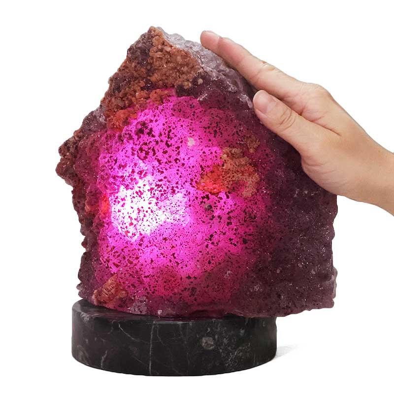 5.69kg Amethyst Lamp on Orthoseras Base - Purple LED Bulb DS2913 5 Amethyst Lamp on Orthoseras Base - Purple LED Bulb DS2913 | Crystal Factory